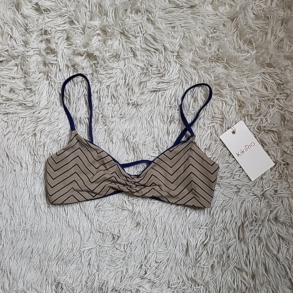 Women's Geometric Chevron Stripe Like Cinch Middle Front Bikini Top by KiKiRio S